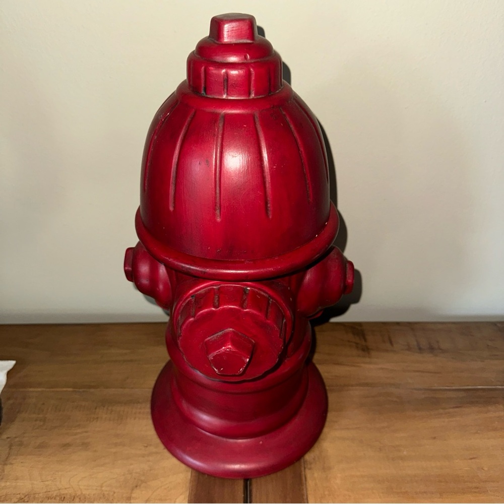 Vintage Hand Painted Red Fire Hydrant Cookie Jar Dog Treats Ceramic